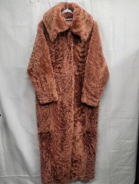 DROMe 100% Shearling Full Length Coat in Dusty Pink Size Small